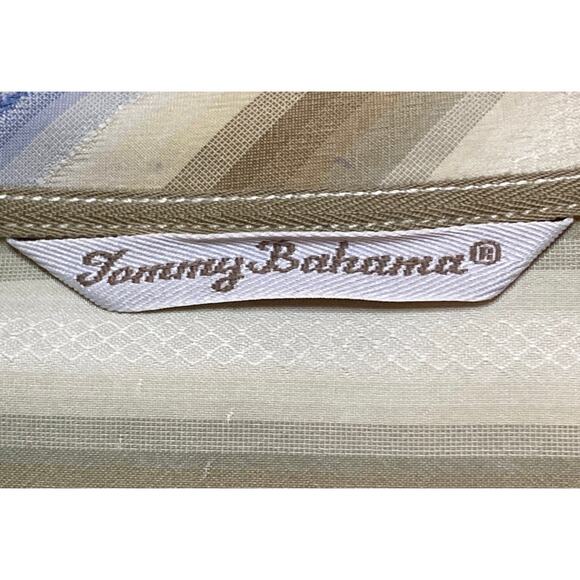 Tommy Bahama Striped 100% Silk Button Up Shirt Men Sz L Long Sleeve Dress Casual - Picture 7 of 12